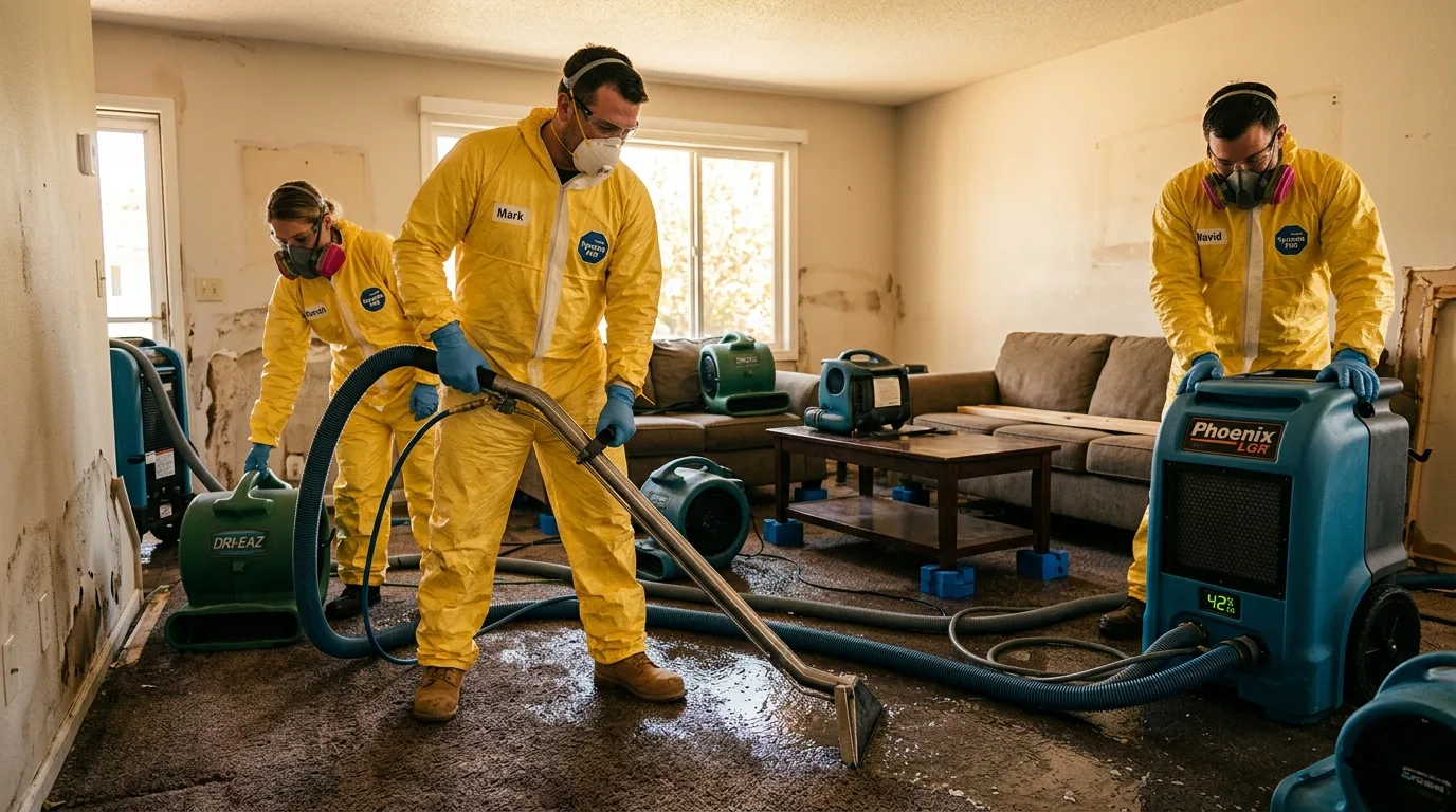Water damage restoration services in Spring, Texas — flooded home emergency response